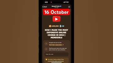 MemeFi YouTube video code today 16 October | MemeFi YouTube video secret code today | #crypto