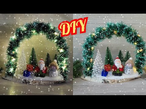 НОВОГОДНЯЯ КОМПОЗИЦИЯ с ПОДСВЕТКОЙ. НОВОГОДНИЕ ПОДЕЛКИ своими руками.DIY Christmas crafts.