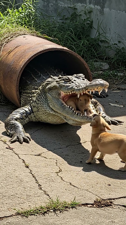 Puppy’s Terrifying Face-Off with a Giant Crocodile! 2 #crocodileattacks