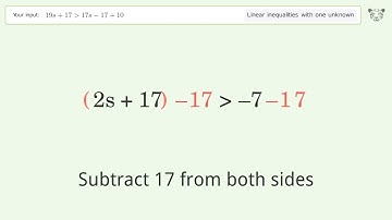 Solving Linear Inequalities: 19s+17 is Greater Than 17s-17+10