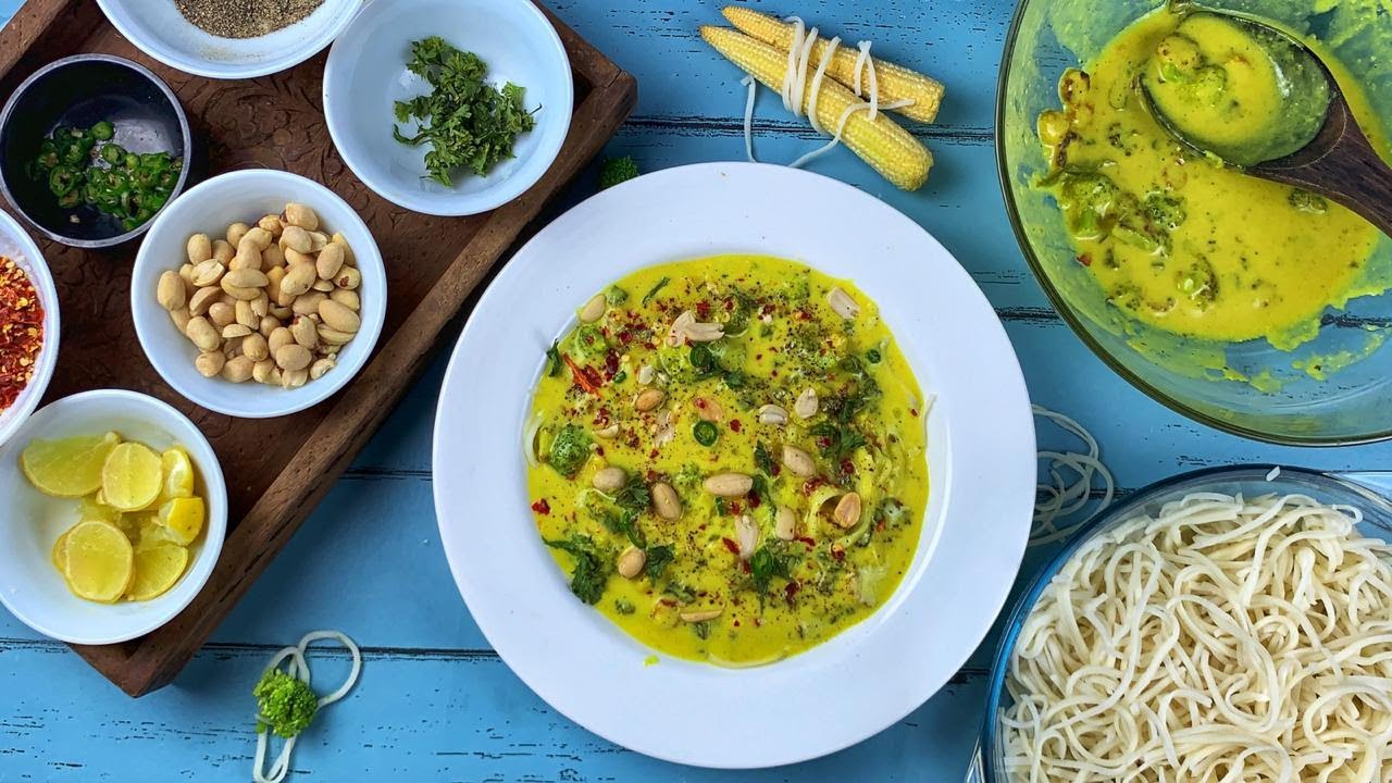 Jain Burmese khow suey l  Burmese khow suey recipe l  Khow suey recipe