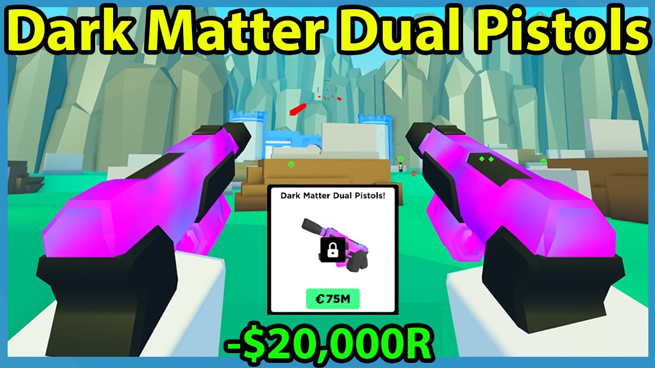 Spending All My Robux To Get The Dark Matter Dual Pistols In Roblox Big Paintball Rip Wallet Youtube - roblox arsenal paintballer shirt