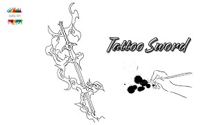 How to draw sword tattoo for men How to draw a sword easy step by step