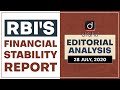 RBI's Financial Stability Report l Editorial Analysis (English) July 28, 2020