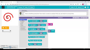 Archimedes spriral game using code.org blockly programming