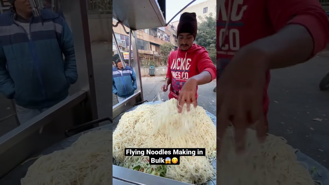 Flying Noodles Making Indian Street Food