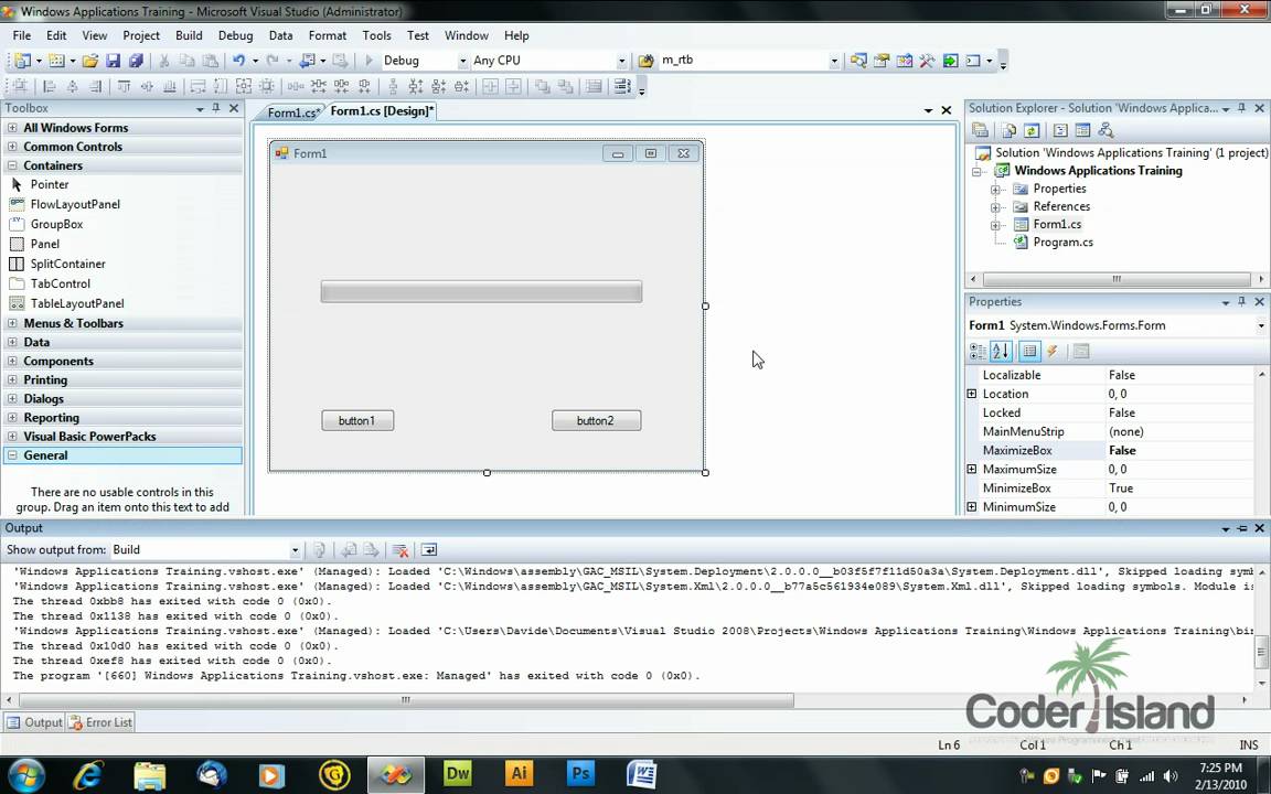 visual c forms and containers youtube form container