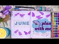 PLAN WITH ME JUNE 2021 💜💮: lilac theme in watercolor bullet journal setup