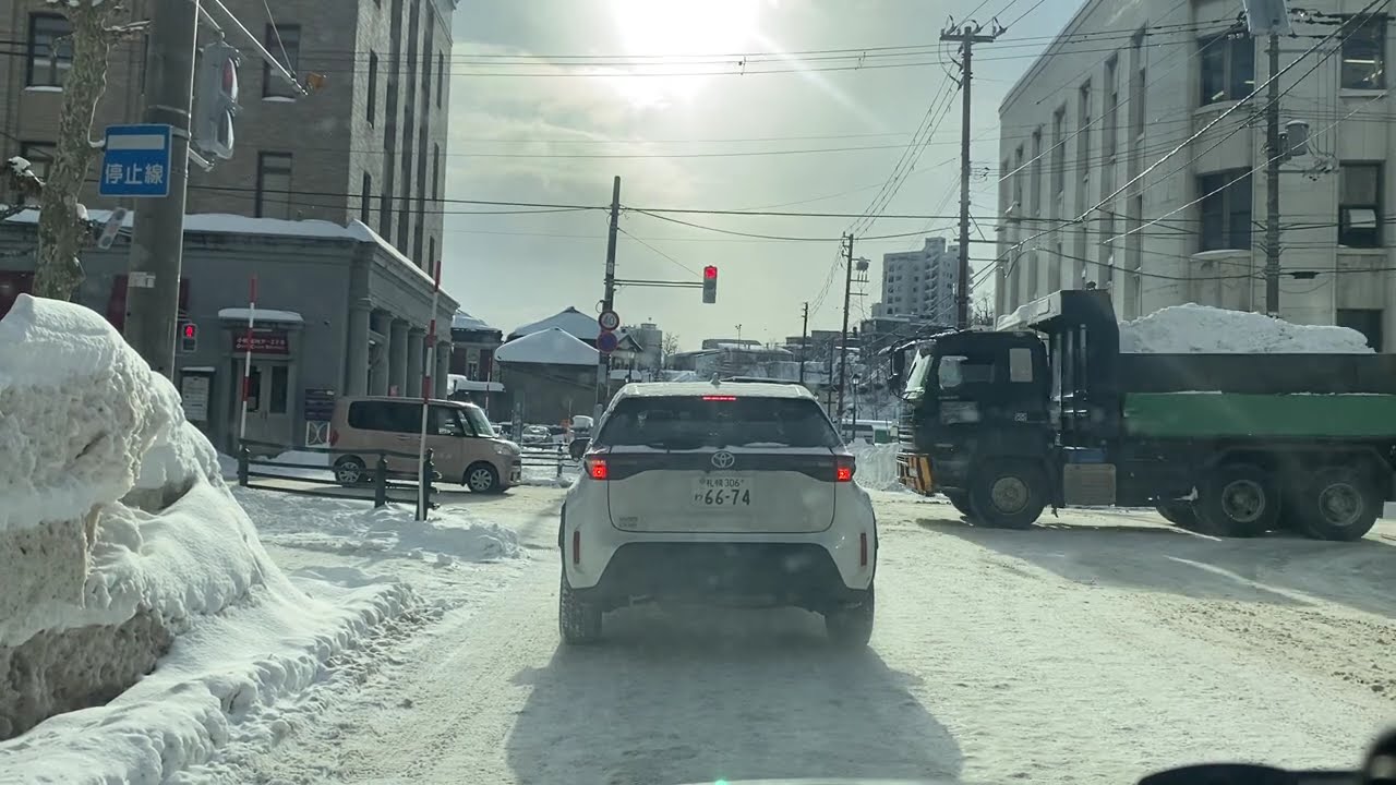 2026年2月3日 09:30 帰社日3日前、色内一丁目～本局前～堺町～三本木急坂～住吉線🤗一か月小樽を離れる自分の為の動画ですので需要ないと思います🤣マナー良く道を譲りあう小樽が大好きです。
