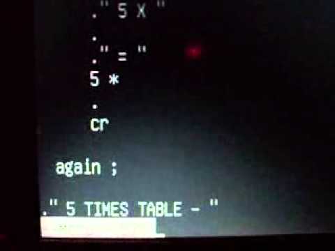FORTH Program displaying 5 X Table.