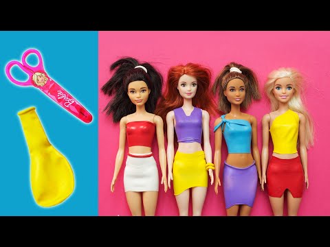 DIY Barbie Dresses with Balloons Easy No Sew Clothes | Barbie doll hacks and crafts