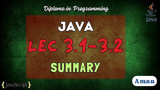 Famous JAVA l Week 3 l 3.1 & 3.2 | Summary l Aman Wealth