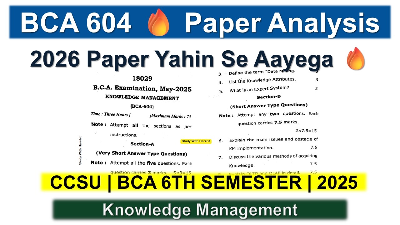 BCA 604 Knowledge Management Paper Analysis 🔥 | CCSU BCA 6th Sem | Last ...