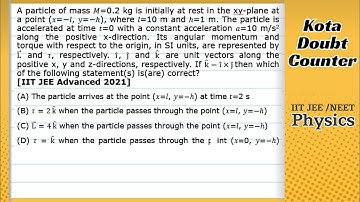 IIT JEE Adv A particle of mass 𝑀=0.2 kg is initially at rest in the xy-plane at a point (𝑥=−𝑙, 𝑦=−ℎ)
