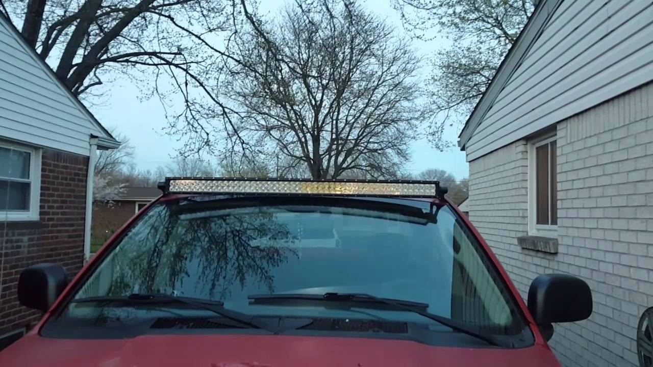 50 inch led light bar install on Dodge Ram - YouTube