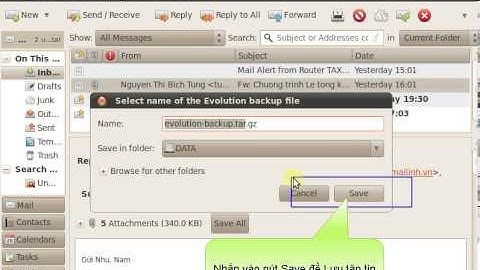 Backup Evolution Mail and Calendar