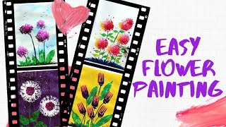 EASY PAINTING | HOW TO PAINT SIMPLE FLORAL | ACRYLIC PAINTING TUTORIAL EASY FLOWER | LEAF PAINTING