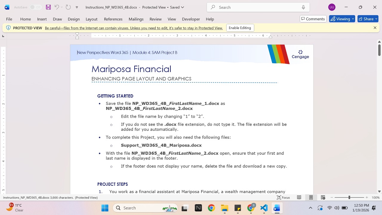Msd 365 Module New Perspectives Word 365 | Module 4: SAM Project B Mariposa Financial ...