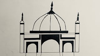 How to draw Masjid Drawing||Step by Step pencil and marker best drawing ☺️