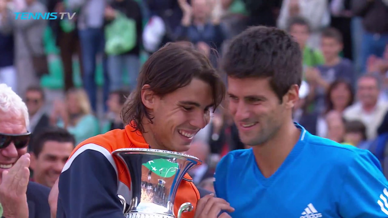 FUNNY: Novak Djokovic impersonates Rafa Nadal | Rome 2009 trophy ceremony -  YouTube