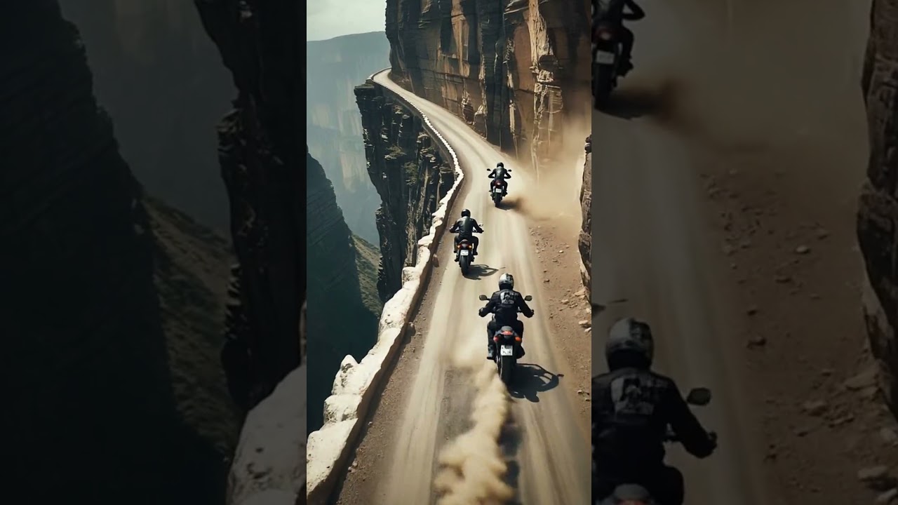 Motorcycle's Speeding at Cliffside  