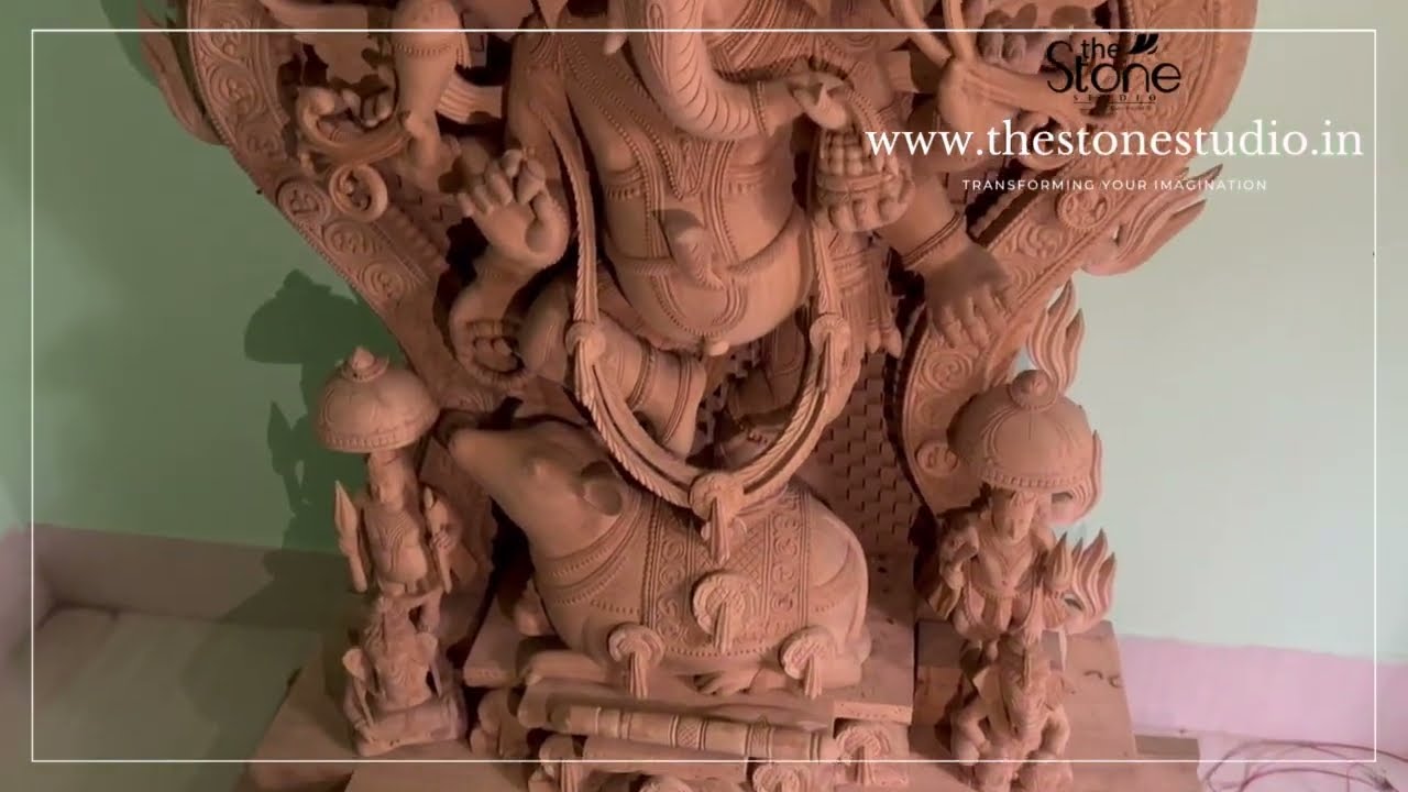 wooden ganesh statue 5 feet, www.thestonestudio.in