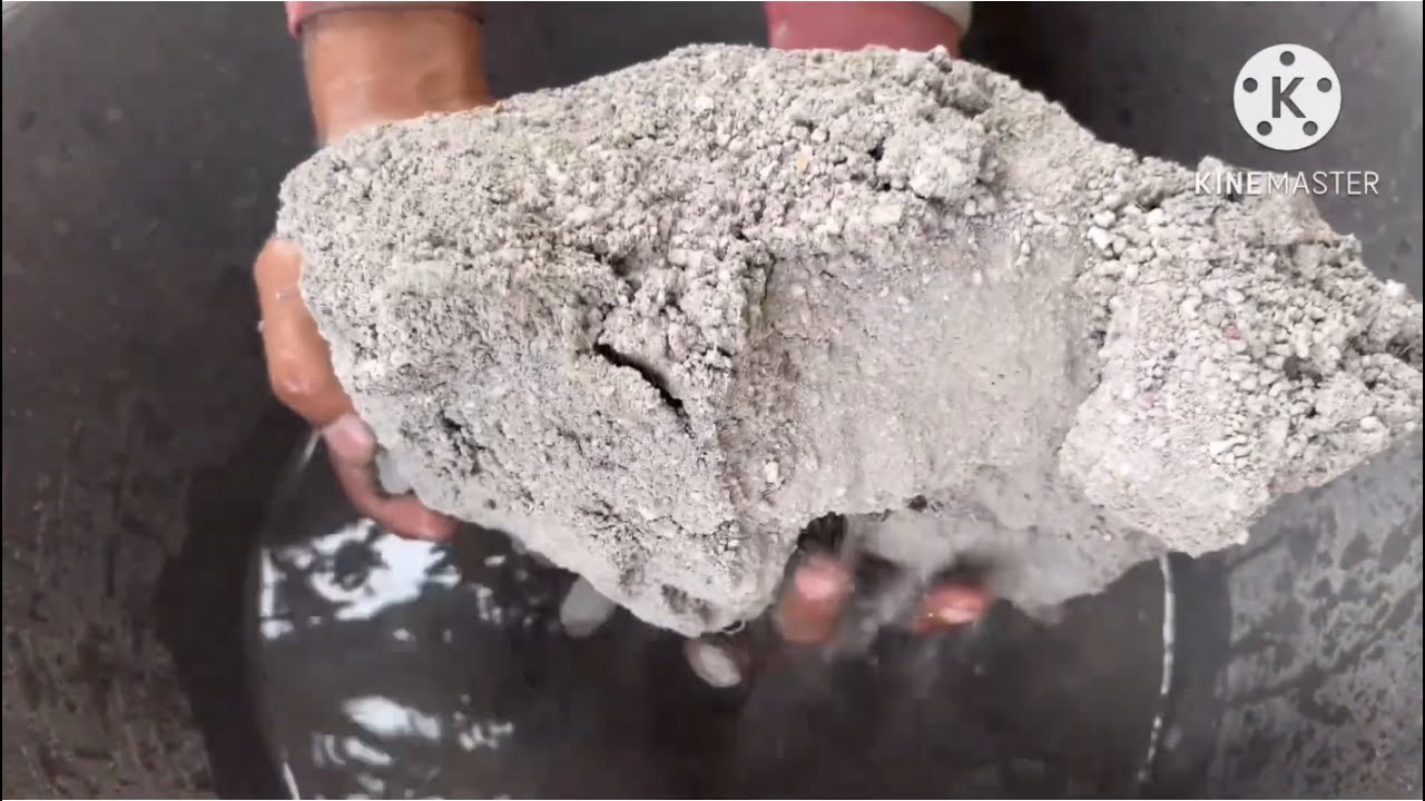 Gritty pure cement chunks dry floor and water crumbling #asmr #satisfying 