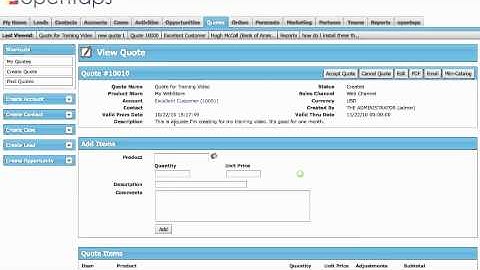 CRM Quotes Sample