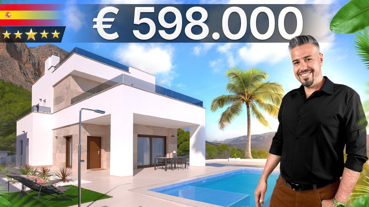 Экскурсия по современной испанской вилле | Потрясающие виды на море и горы в Полопе, Коста-Бланка