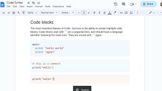 Code Syntax for Google Docs