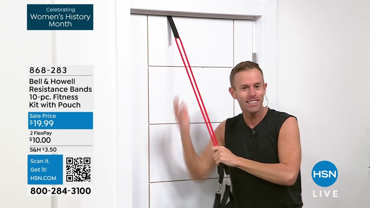 Bell   Howell Resistance Bands 10pc. Fitness Kit with Po...