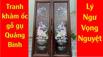 Cặp Tranh Cá Chép - Lý Ngư Vọng Nguyệt Gỗ Gụ Ta Quảng Bình Khảm Ốc Đẹp - Đồ Gỗ Mai Toàn