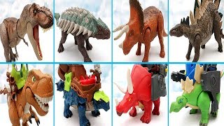 Real Dinosaur Toys VS Robot Dinosaur Toys! Dino Toy Shooting Bomb, Arrows For Kids