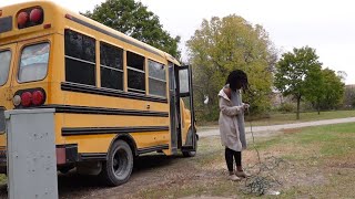 I Got Pulled Over by A Cop || Solo Female Van Life in Bus Conversion  I made it to IOWA