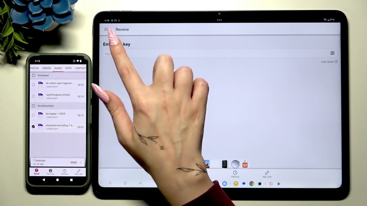 Wie übertrage ich Dateien vom Google Pixel auf das OnePlus Pad 2 Pro mit Send Anywhere?