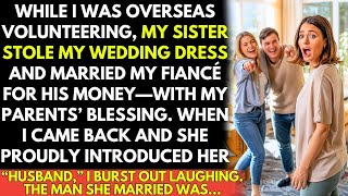 My sister stole my wedding dress while I was overseas, she married my fiancé for his money...