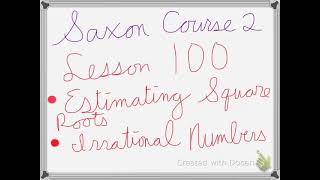 Saxon Course 2 Lesson 100