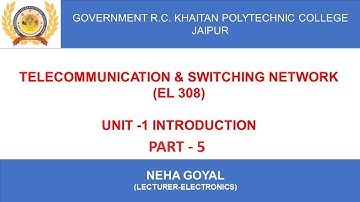 EL-308 Telecommunication & Switching Network Unit - 1, Topic - 1.6 By Neha Goyal GPC JAIPUR