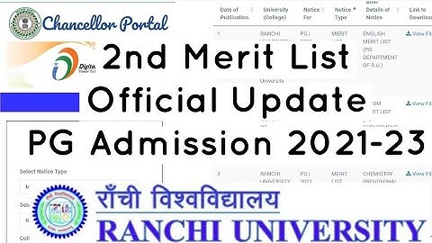 Ranchi University PG 2nd Merit List Official Update #ranchiuniversity #2ndmeritlist  | 2021-23