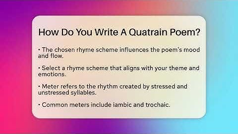 How Do You Write A Quatrain Poem? - The Prose Path