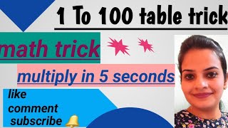 1 to 100 tables, multiply in 5 seconds, math tricks, vadic maths #mathematicstricksbyneha👏😮