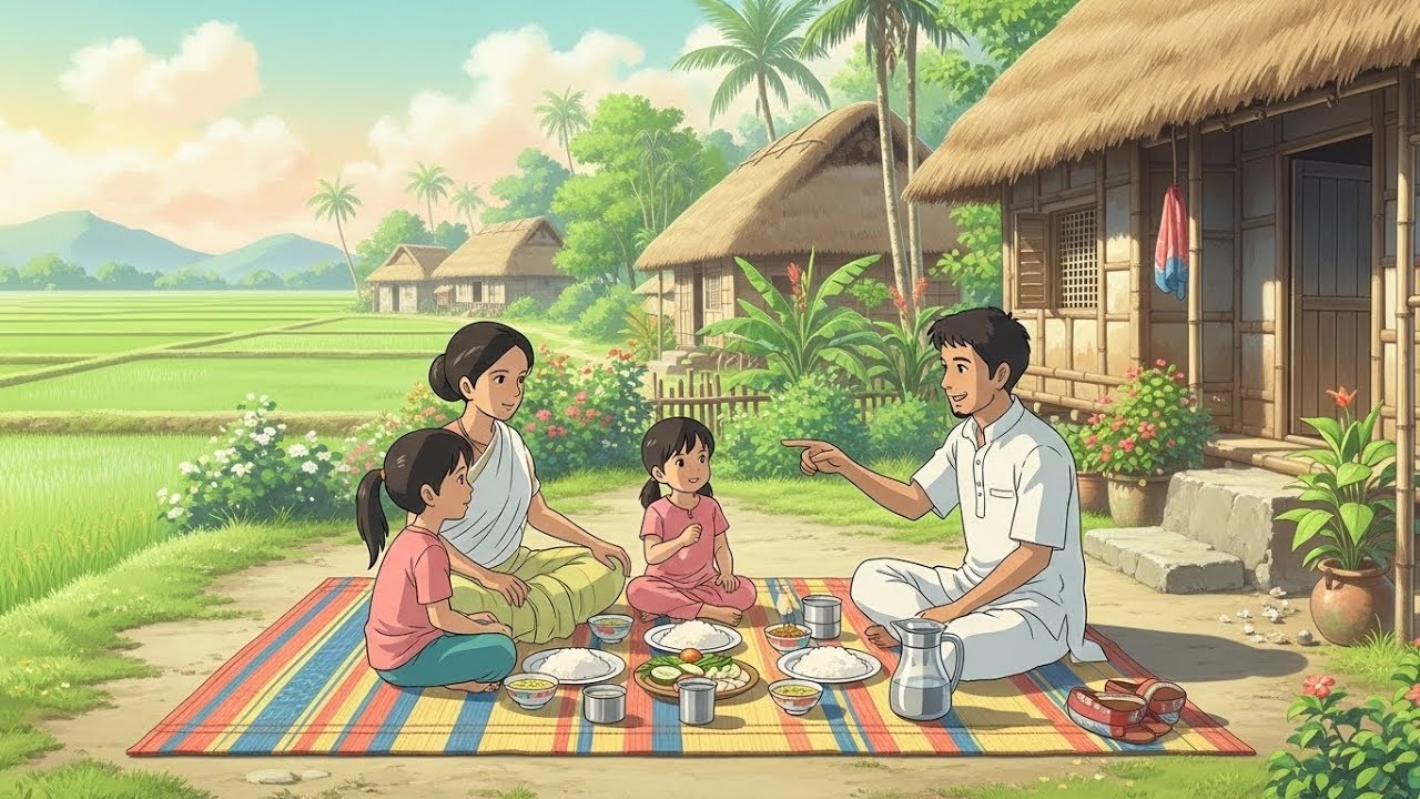 A Peaceful Village Morning Routine  Happy Rural Family Life  Ghibli Style  Habitoon