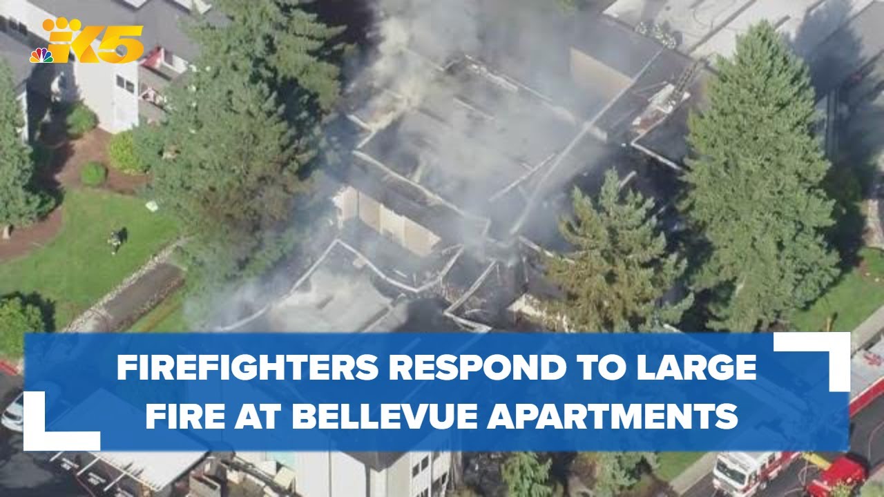 Firefighters respond to 3-alarm fire at Bellevue apartments - YouTube