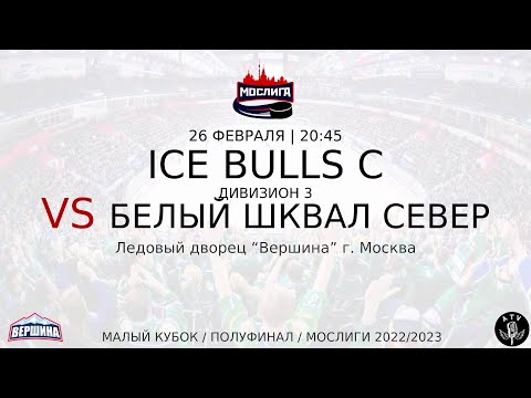 ХК ICE BULLS C - ХК БЕЛЫЙ ШКВАЛ СЕВЕР 26.02.2023 1/2 ФИНАЛА 2022/2023 МОСЛИГА
