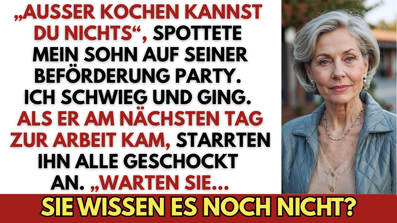 Auf unserer überfüllten Terrasse verkündete mein Sohn vor allen Gästen: „Außer Kochen bist du wirklich zu nichts zu gebrauchen.“ Seine Frau stimmte lachend ein, während ich lächelnd meine Schürze...