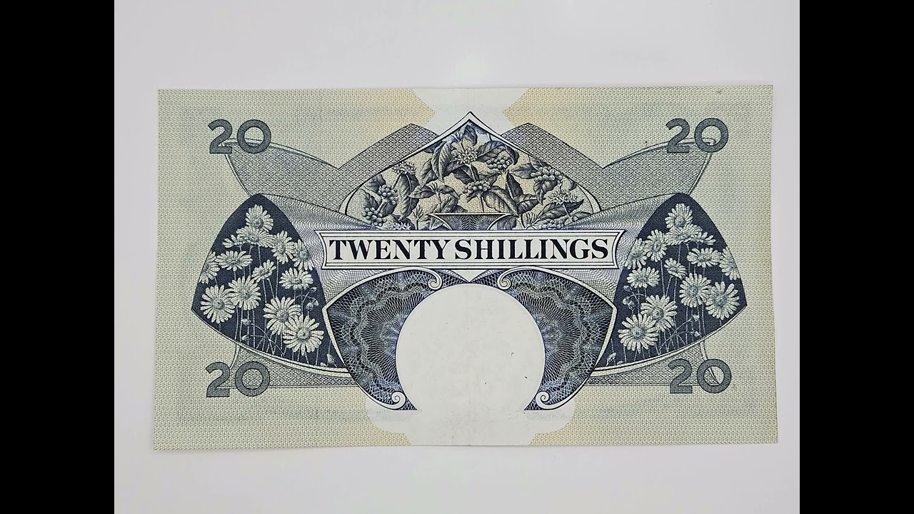 East African Currency Board 20 Shillings banknote from the 1958 to 1960 issue in UNC condition.