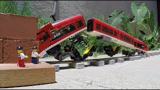 Lego trains crashes into a brick trap