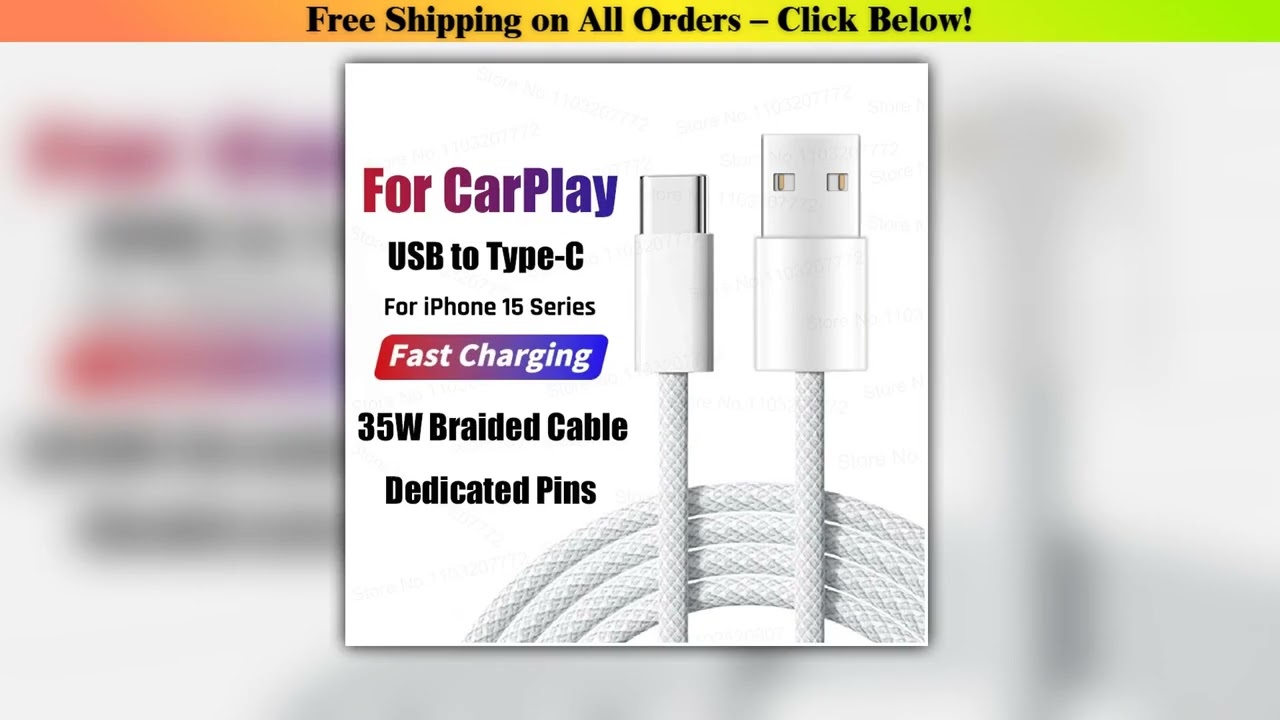 35W USB Cable Connect CarPlay Exclusive For Apple iPhone 16 15 Pro Max Plus USB to TypeC Fast Charg
