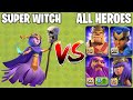 All Max Heroes Vs Super Witch Vs Elixir Golem On Coc | Clash Of Clans |
