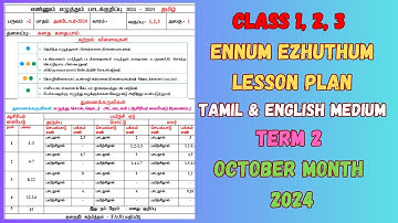 Ennum Ezhuthum Lesson Plan October Month 1st Week Class 1, 2, 3 TM & EM
